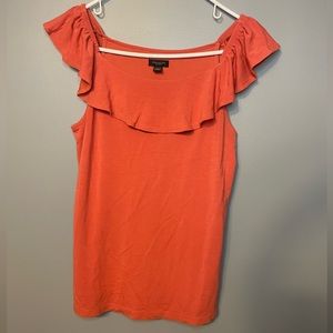 Ann Taylor - pink/coral ruffled T-Shirt